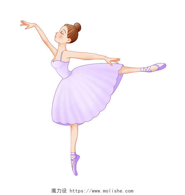 穿紫色芭蕾舞裙跳芭蕾舞的女孩PNG素材舞蹈人物元素